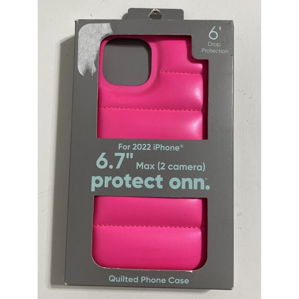 Puffer Phone Case for iPhone 14 Plus Neon Hot Pink Puffy Quilted Luxe NEW